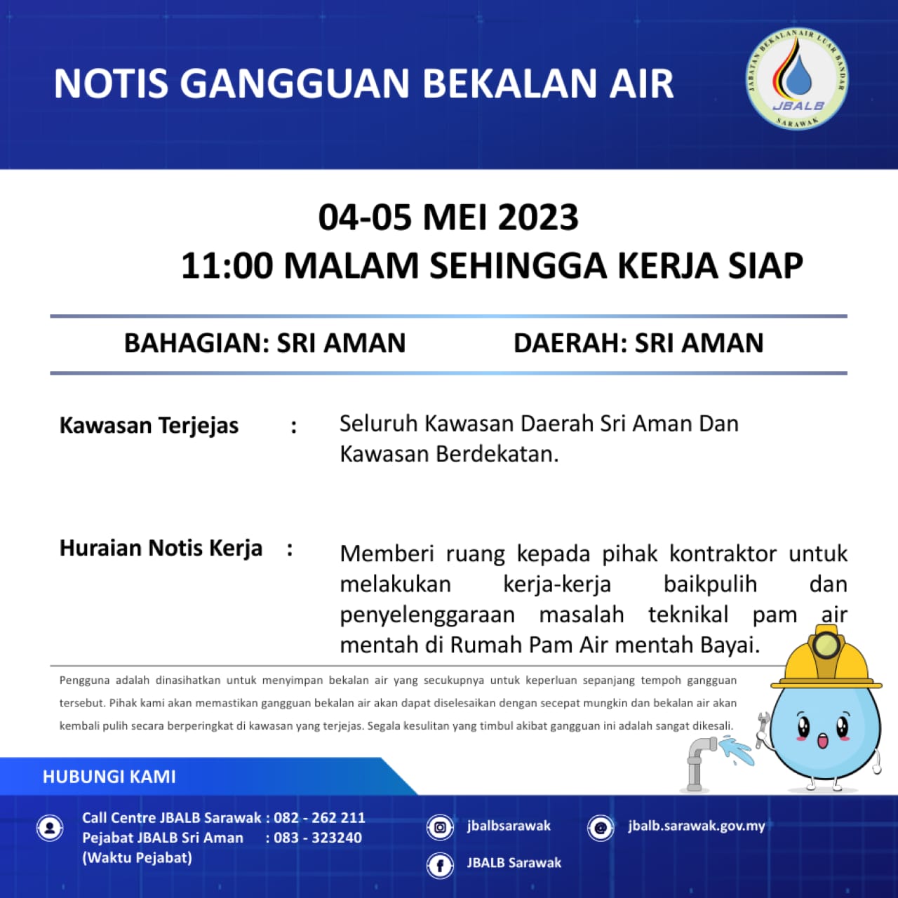 Announcement Official site of Sarawak Rural Water Supply