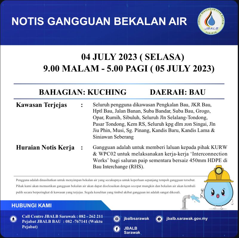 Announcement Official site of Sarawak Rural Water Supply
