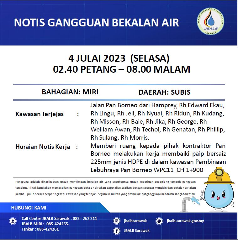 Announcement Official site of Sarawak Rural Water Supply