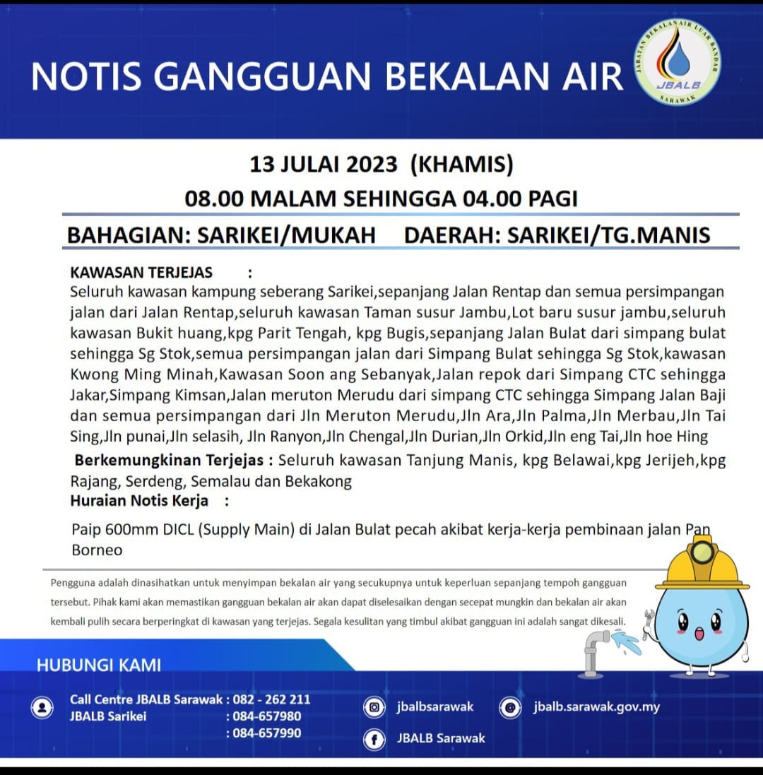 Announcement Official site of Sarawak Rural Water Supply