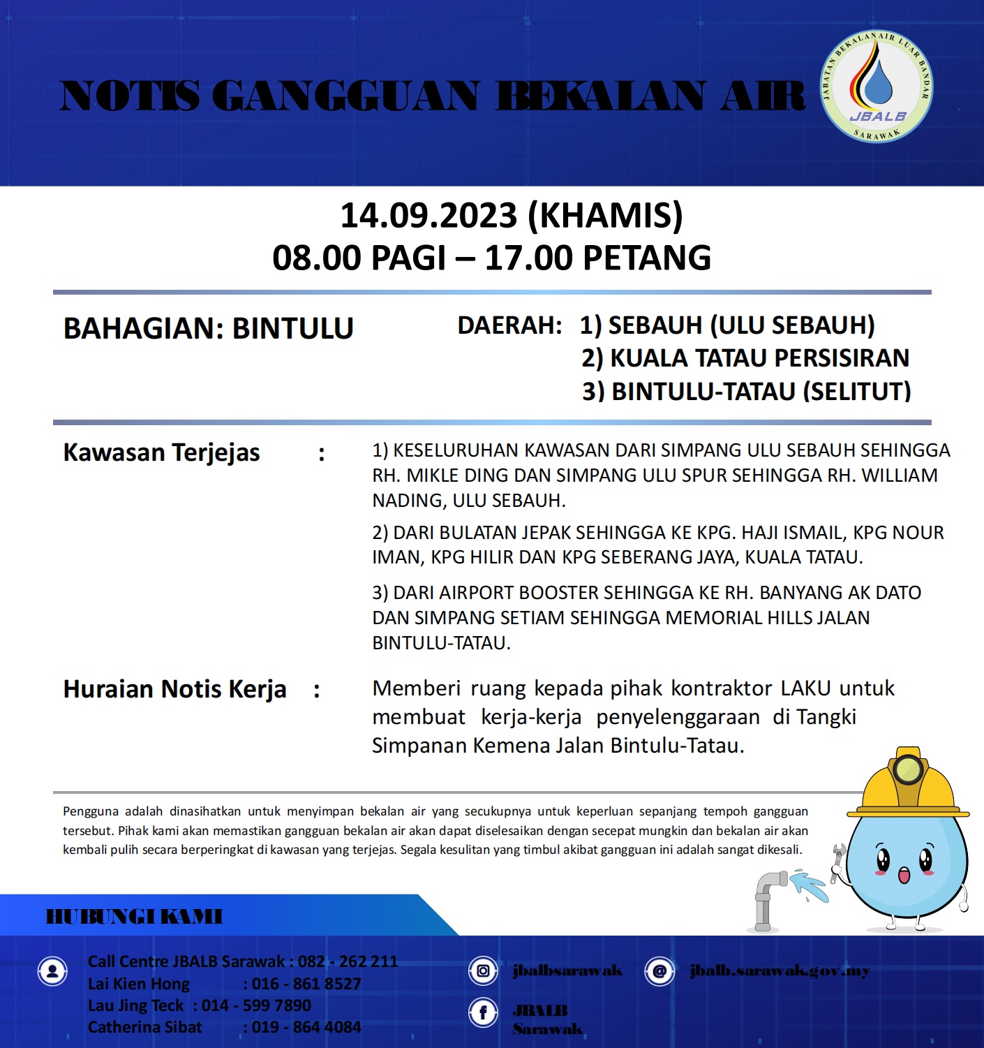 Announcement Official site of Sarawak Rural Water Supply
