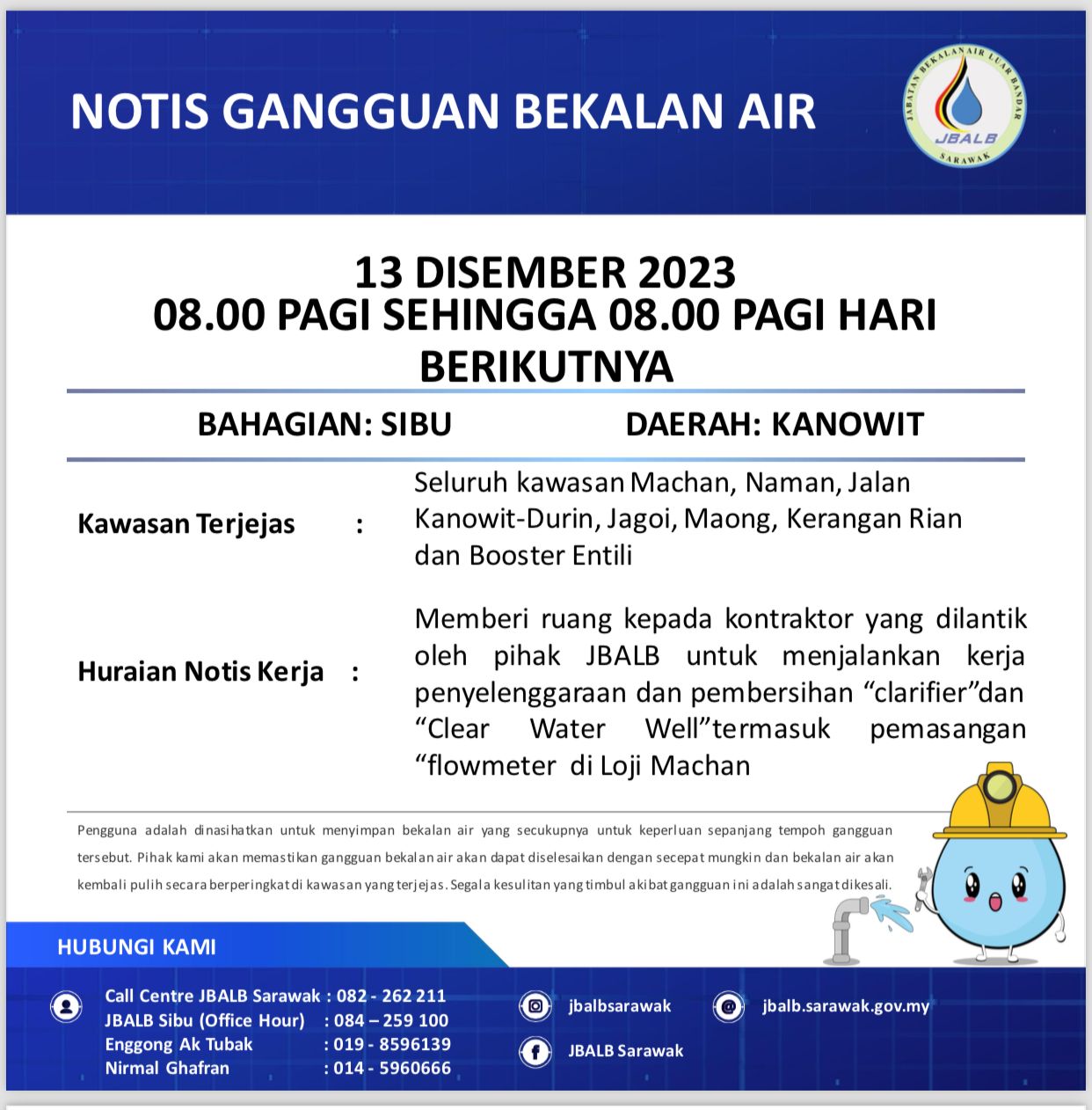 Announcement Official site of Sarawak Rural Water Supply