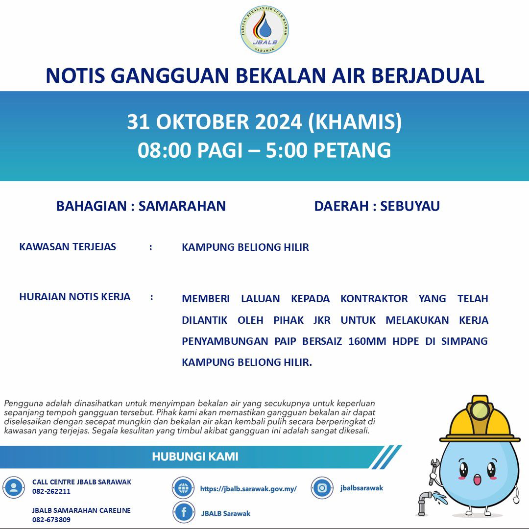 Announcement Official site of Sarawak Rural Water Supply