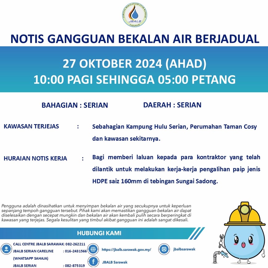Announcement Official site of Sarawak Rural Water Supply