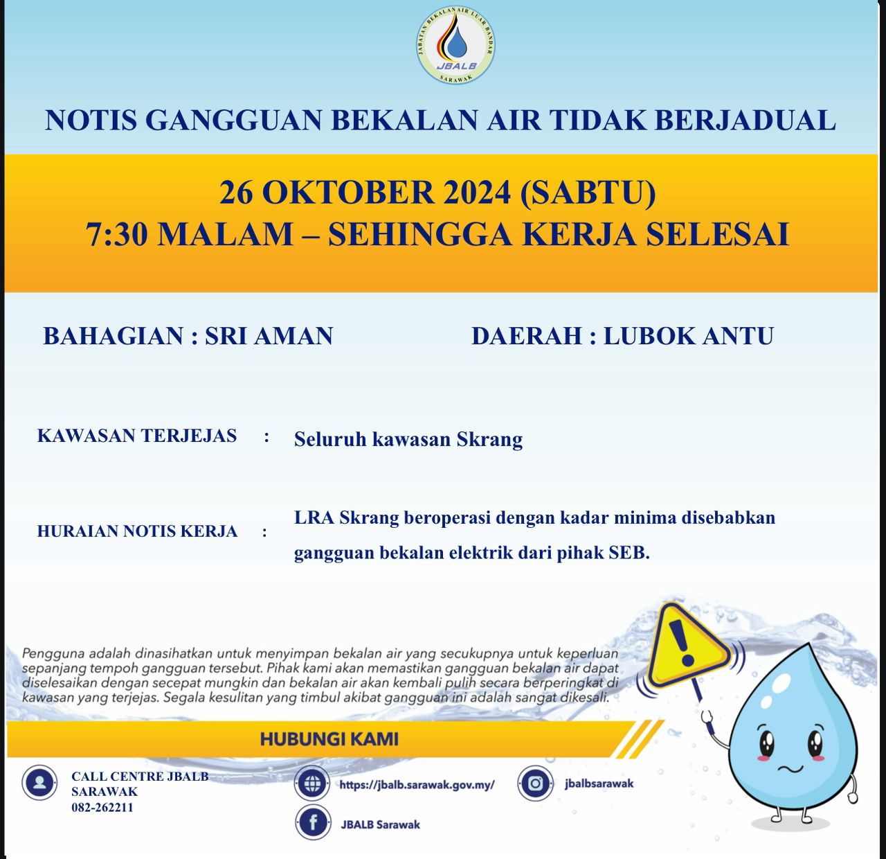 Announcement Official site of Sarawak Rural Water Supply